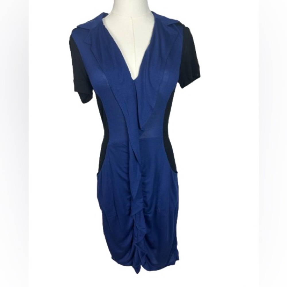 BCBG Winifred Blue and Black Mini Dress Size S